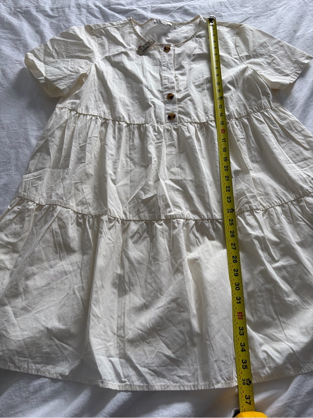 Madewell Women’s Off-White 100% Cotton Short-Sleeve Tiered Mini Dress XL NWT - Picture 7 of 14